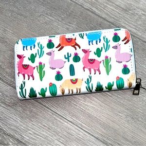 Llama multi color zip around Wallet NWT